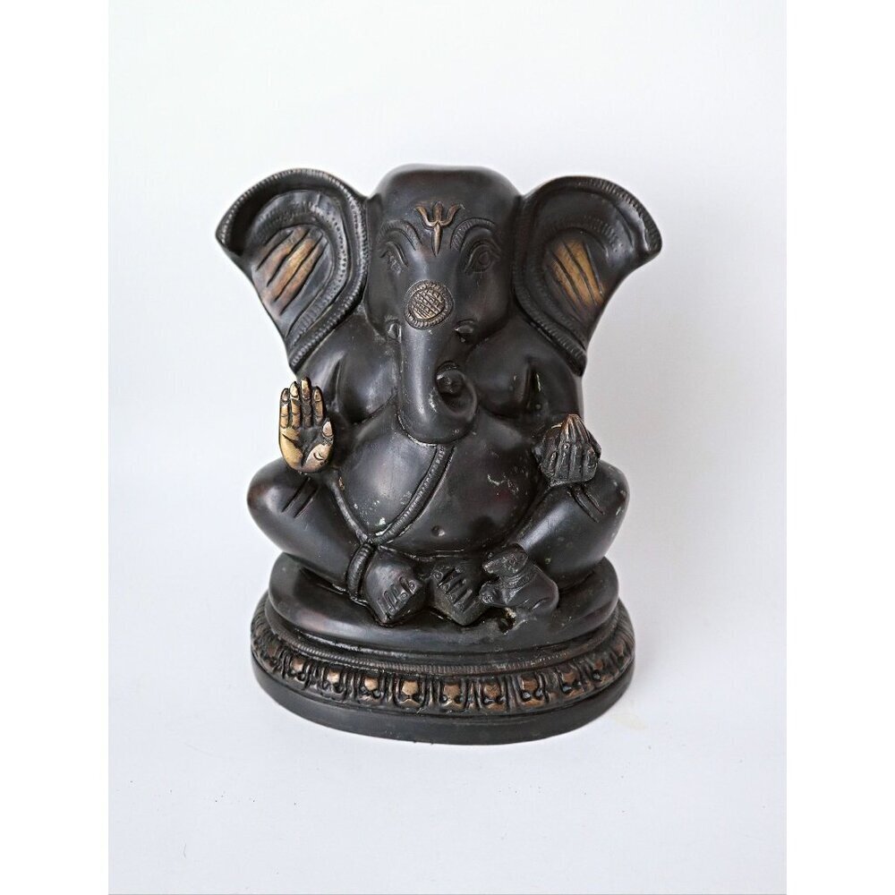Antique Indian Panchmukhi Lord Ganesha Ganesh India Bronze Statue Sculpture